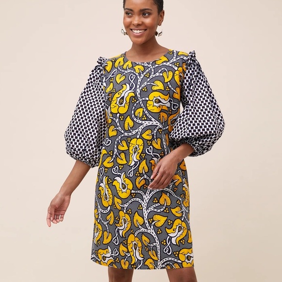 KIKI Clothing African Print Balloon Sleeve Dress Ethical Fashion Designer S - Picture 1 of 12